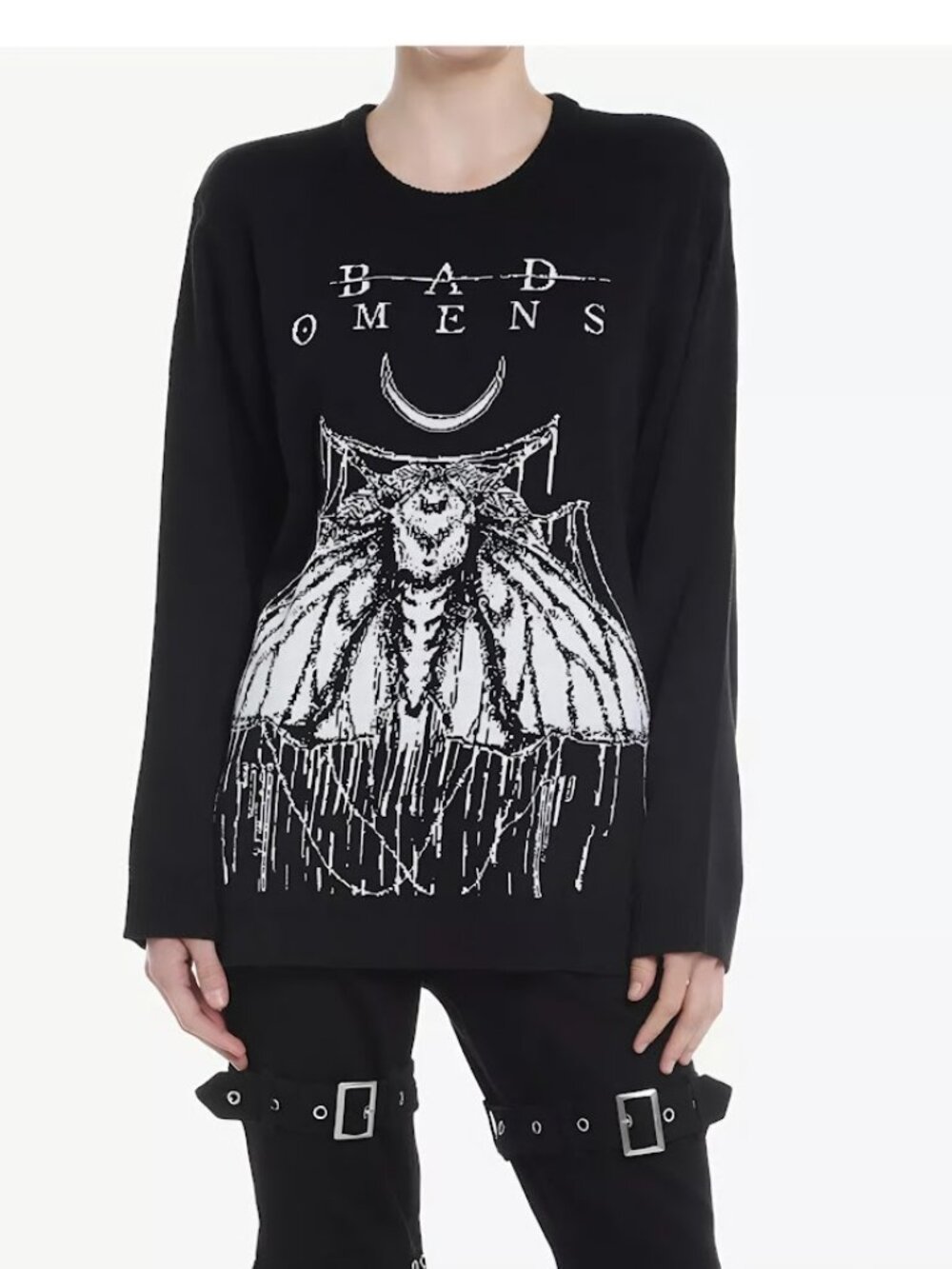 Bad Omens Moth Intarsia Knit Sweater Hot Topic Sumerian Records Band Merch Black